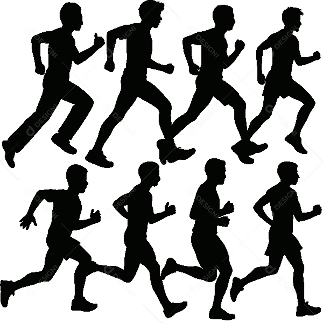 Conjunto de Silhuetas de Exercidos Físicos Vetor EPS