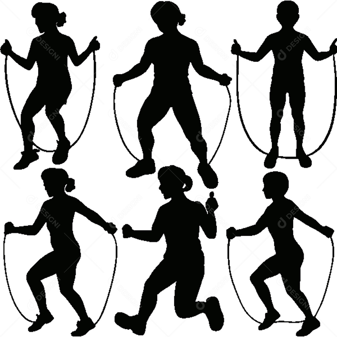 Conjunto de Silhuetas de Exercidos Físicos Vetor EPS