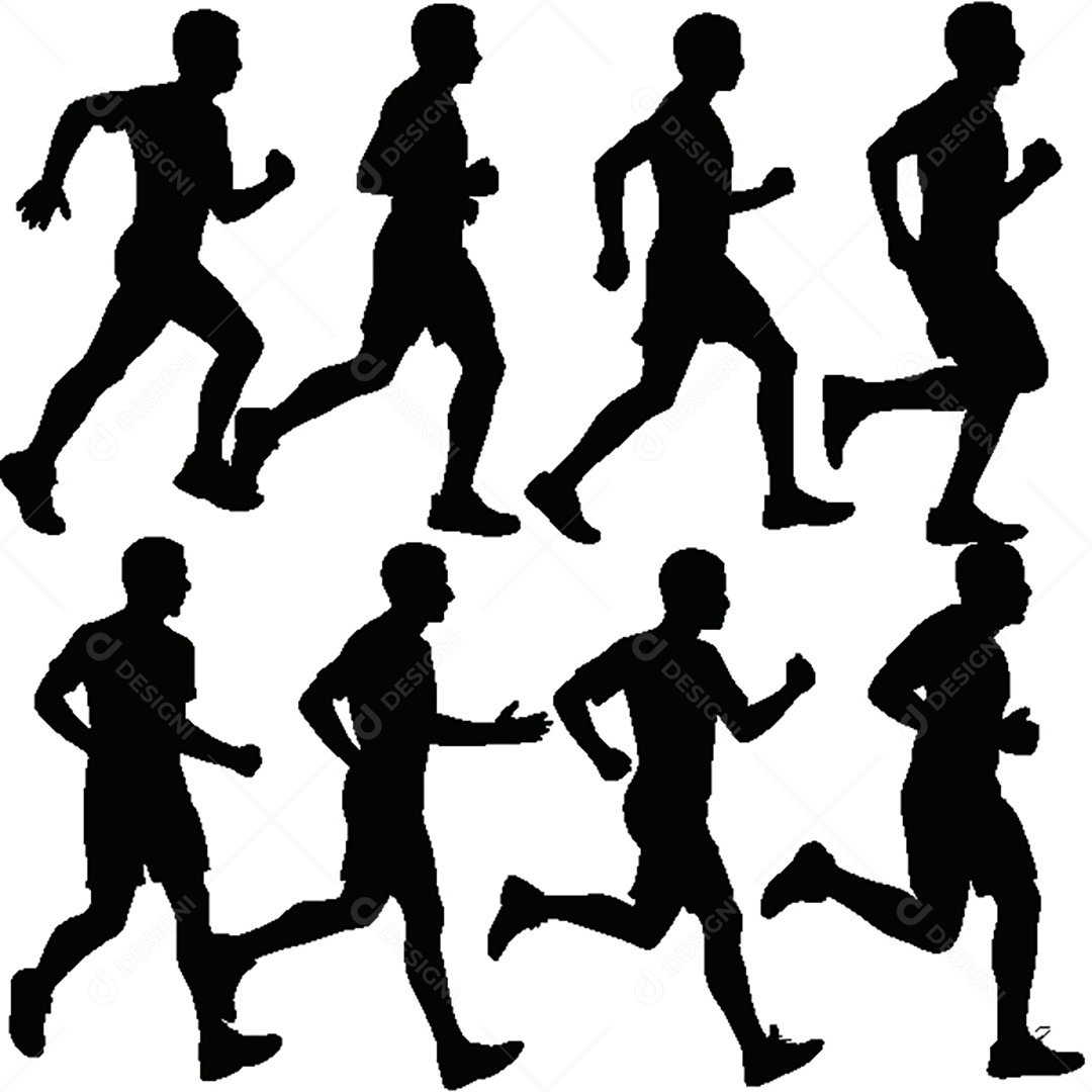 Conjunto de Silhuetas de Exercidos Físicos Vetor EPS