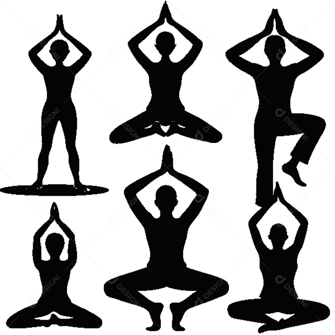 Conjunto de Silhuetas Yoga Vetor EPS