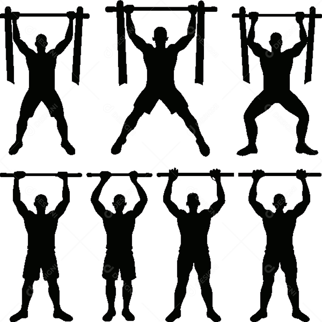 Conjunto de Silhuetas de Exercidos Físicos Vetor EPS