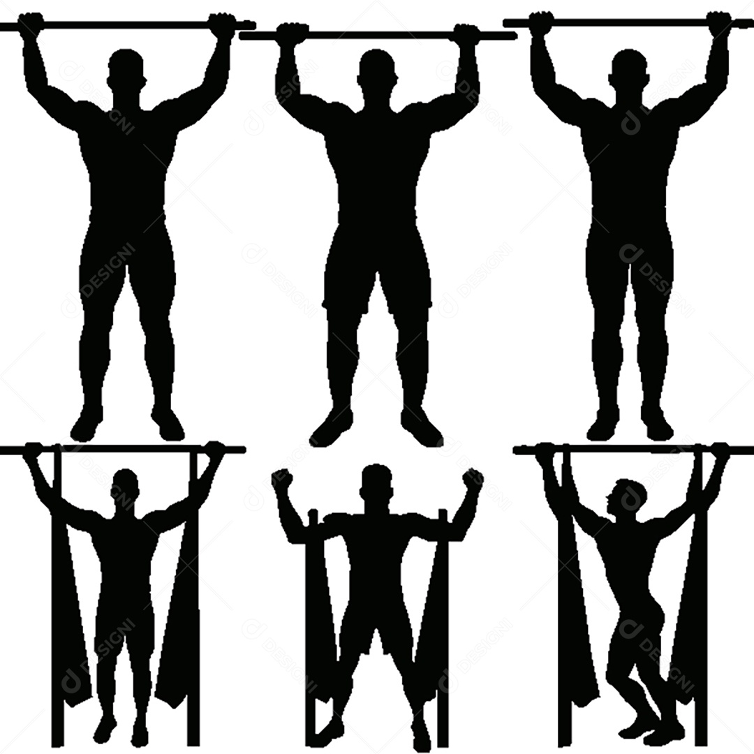 Conjunto de Silhuetas de Exercidos Físicos Vetor EPS