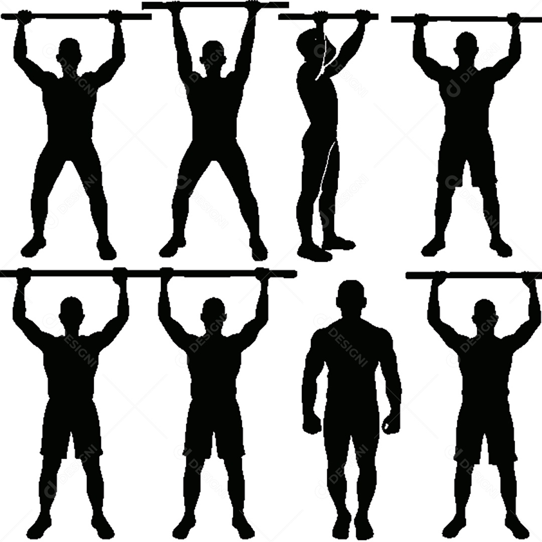 Conjunto de Silhuetas de Exercidos Físicos Vetor EPS