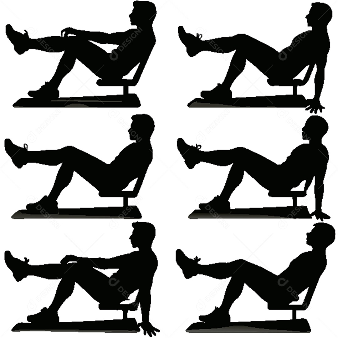 Conjunto de Silhuetas de Exercidos Físicos Vetor EPS