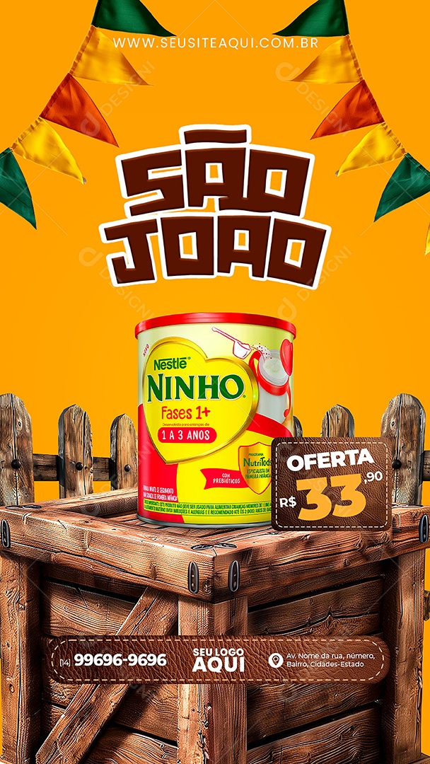 Story São João Supermercado Leite Ninho Social Media PSD Editável