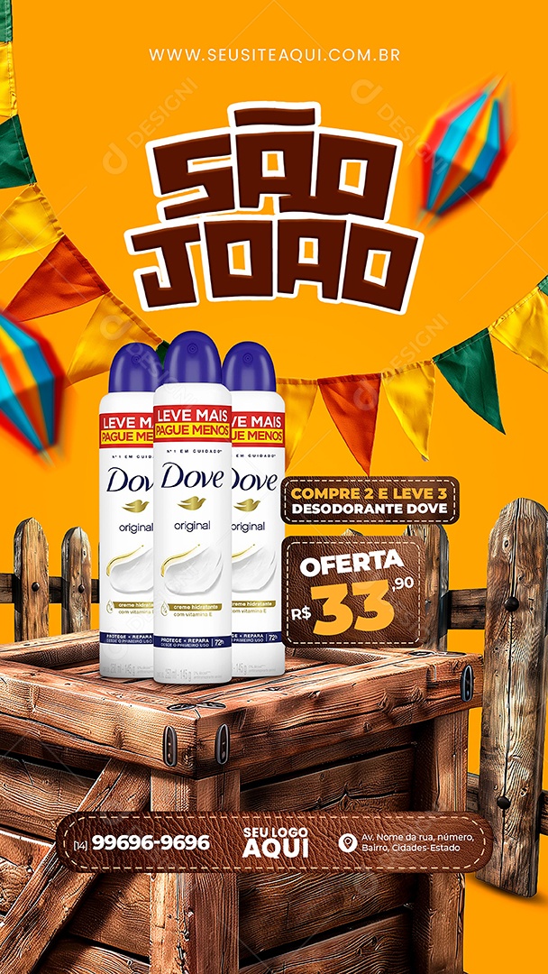 Story São João Supermercado Desodorante Social Media PSD Editável