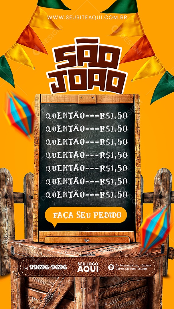 Story São João Cardápio Social Media PSD Editável