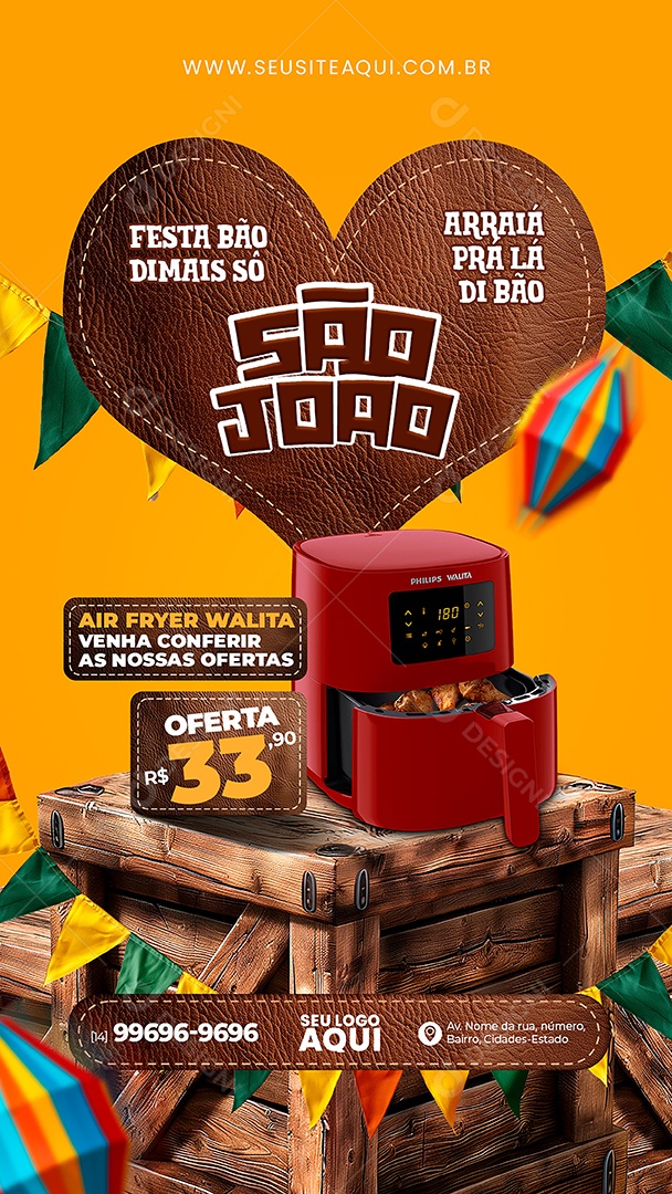 Story São João de Ofertas Eletrodomésticos Social Media PSD Editável