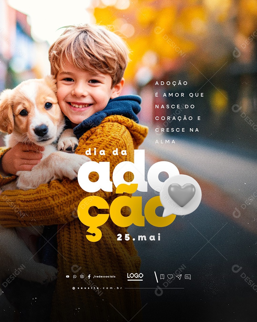 Dia da Adoção 25 de Maio Social Media PSD Editável