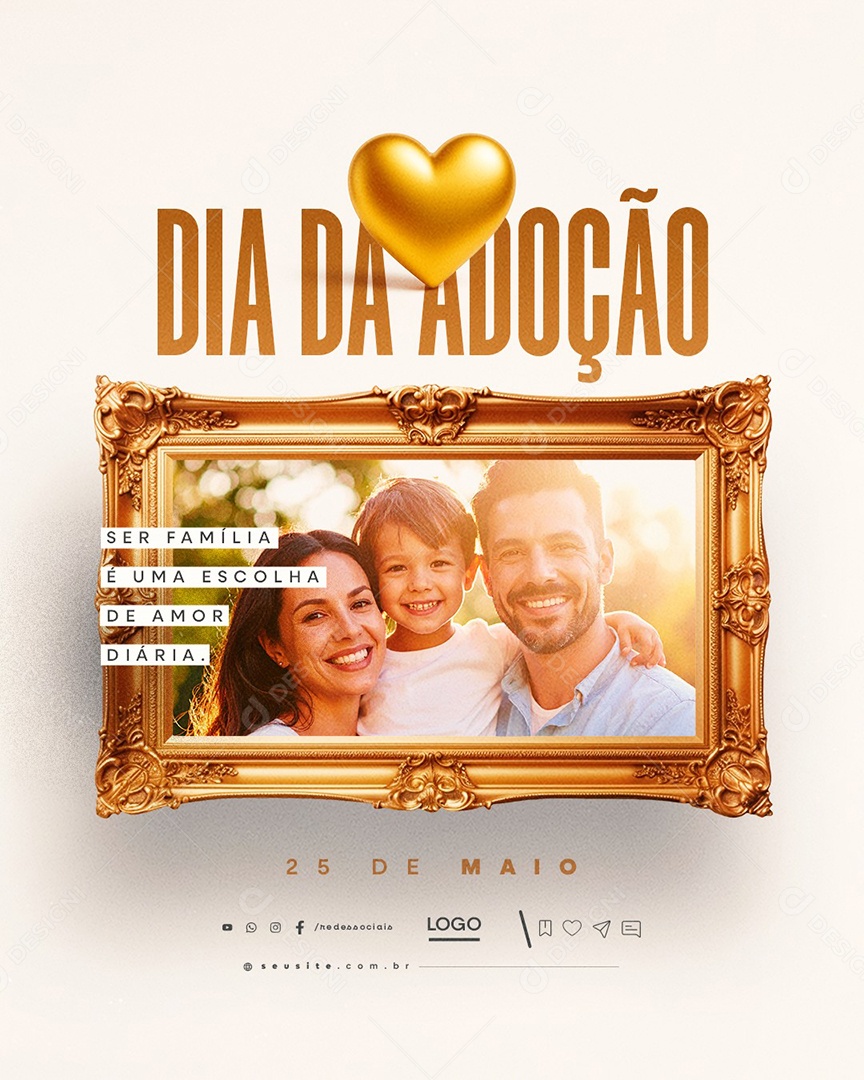 Dia da Adoção 25 de Maio Social Media PSD Editável