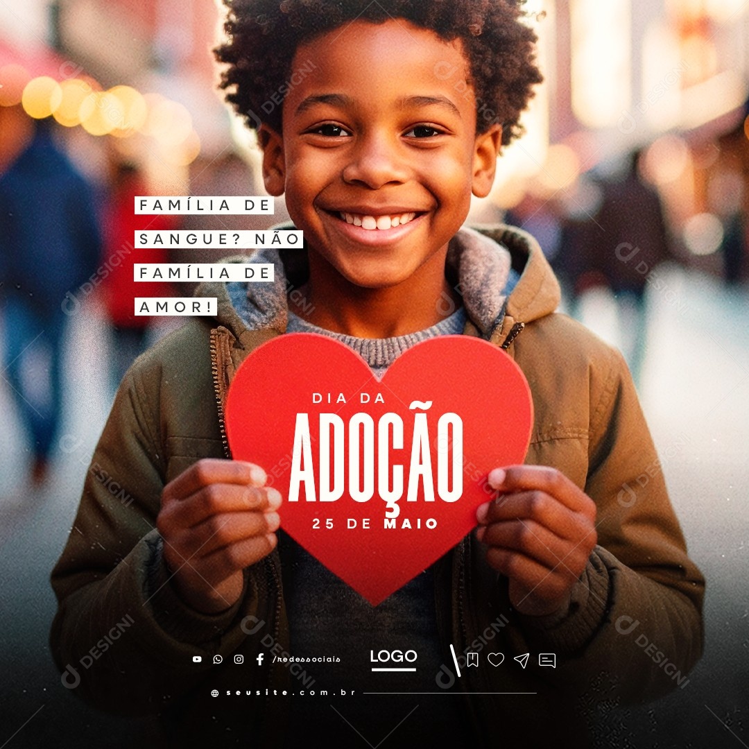 Dia da Adoção 25 de Maio Social Media PSD Editável