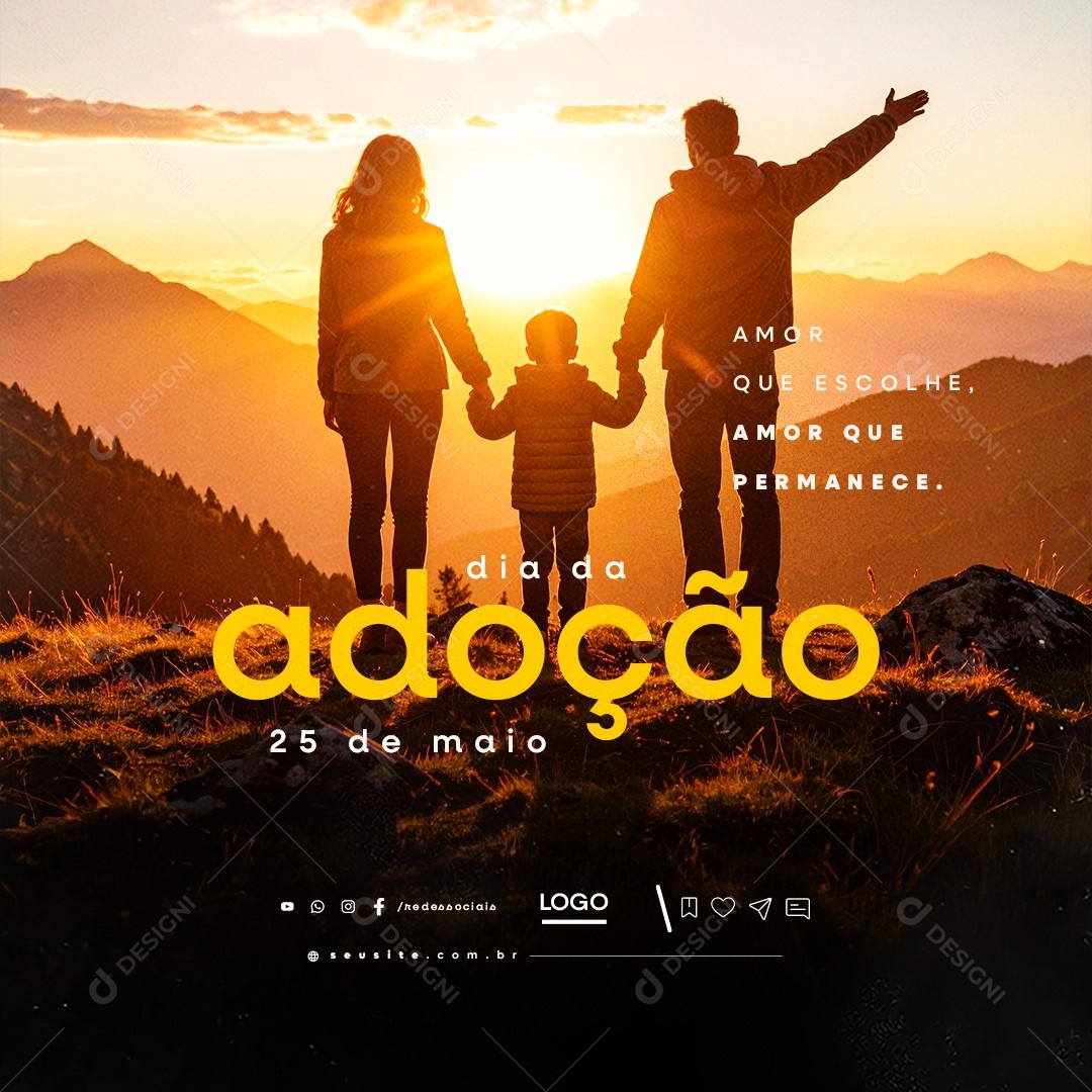 Dia da Adoção 25 de Maio Social Media PSD Editável