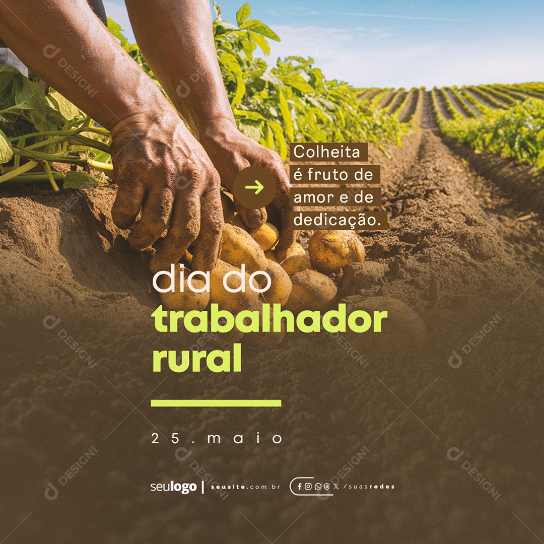 Dia do Trabalhador Rural 25 de Maio Social Media PSD Editável