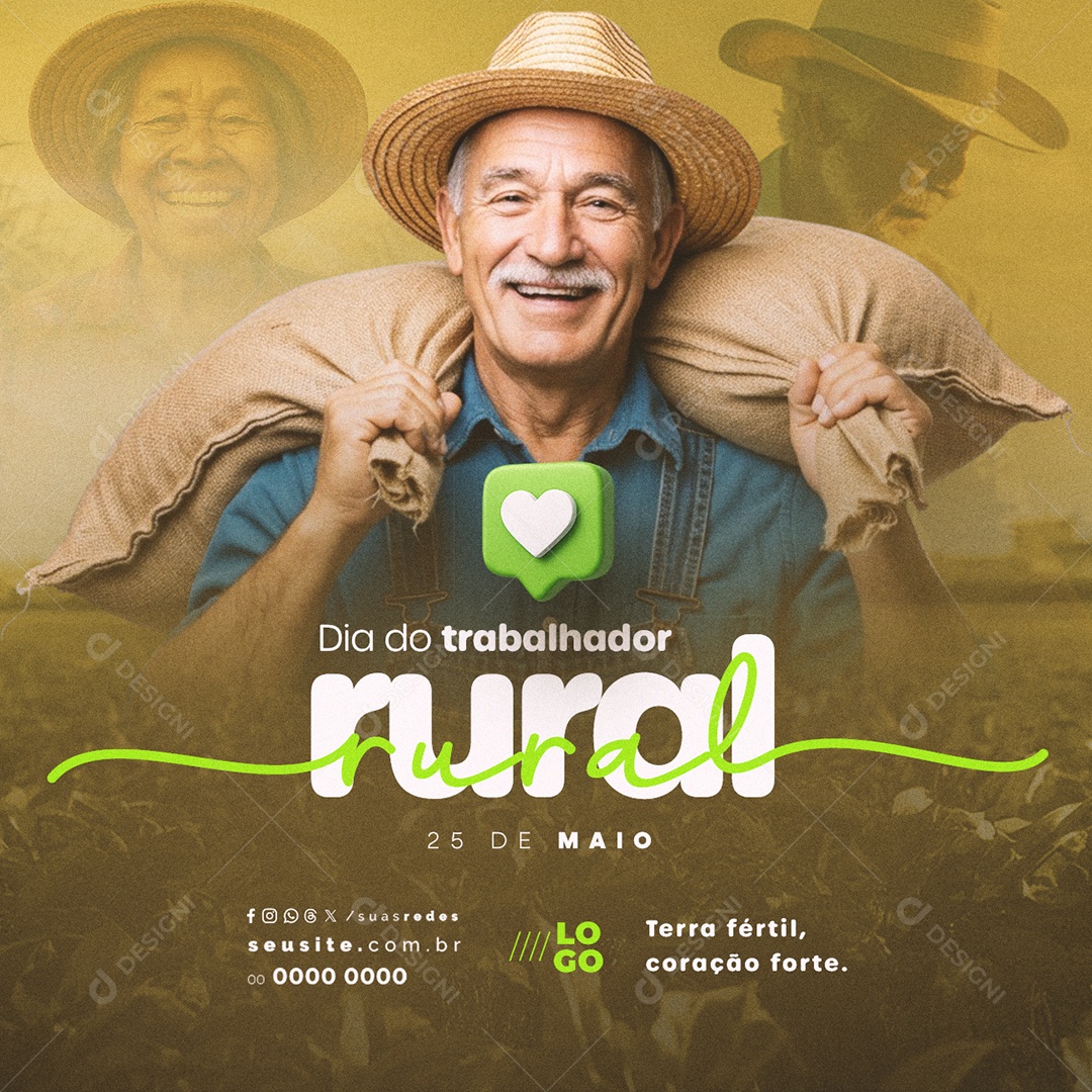 Dia do Trabalhador Rural 25 de Maio Social Media PSD Editável