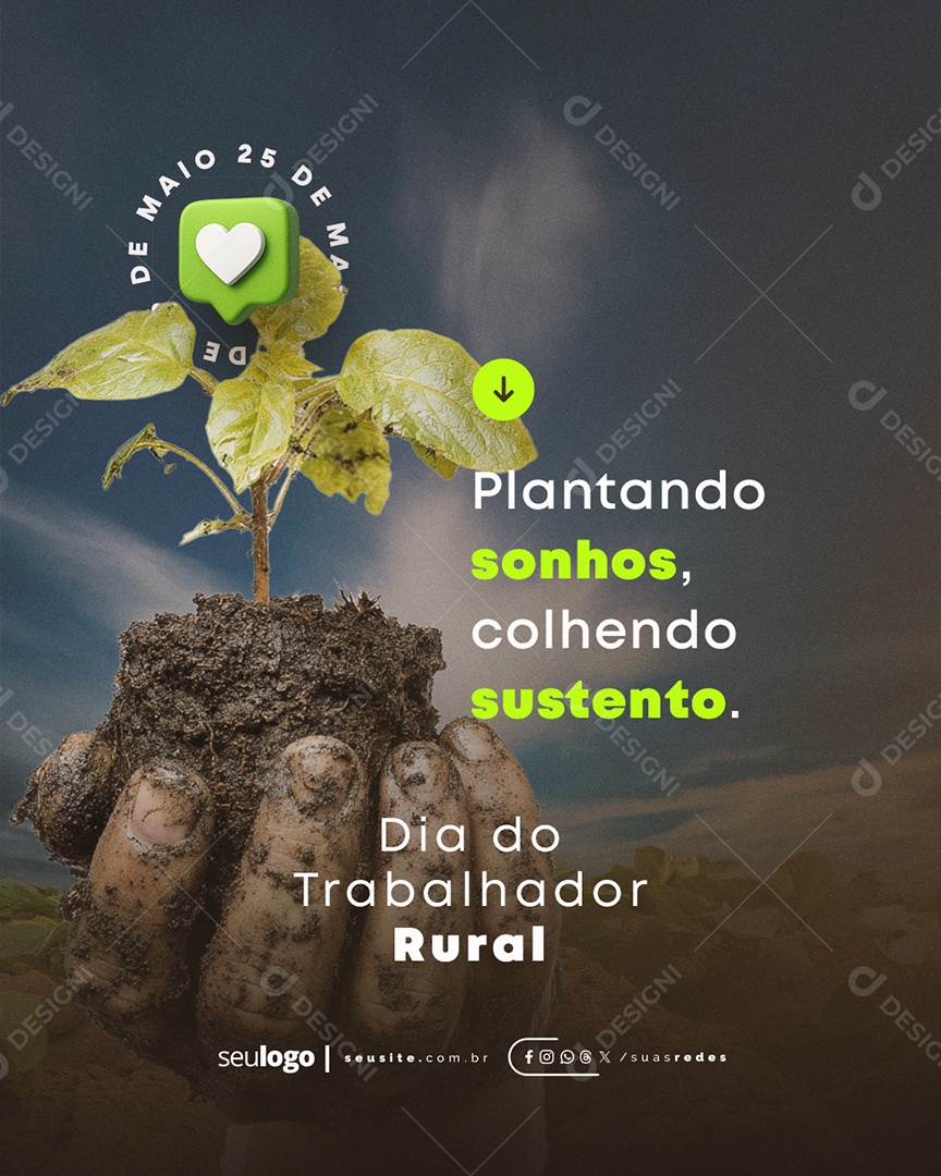 Dia do Trabalhador Rural 25 de Maio Social Media PSD Editável