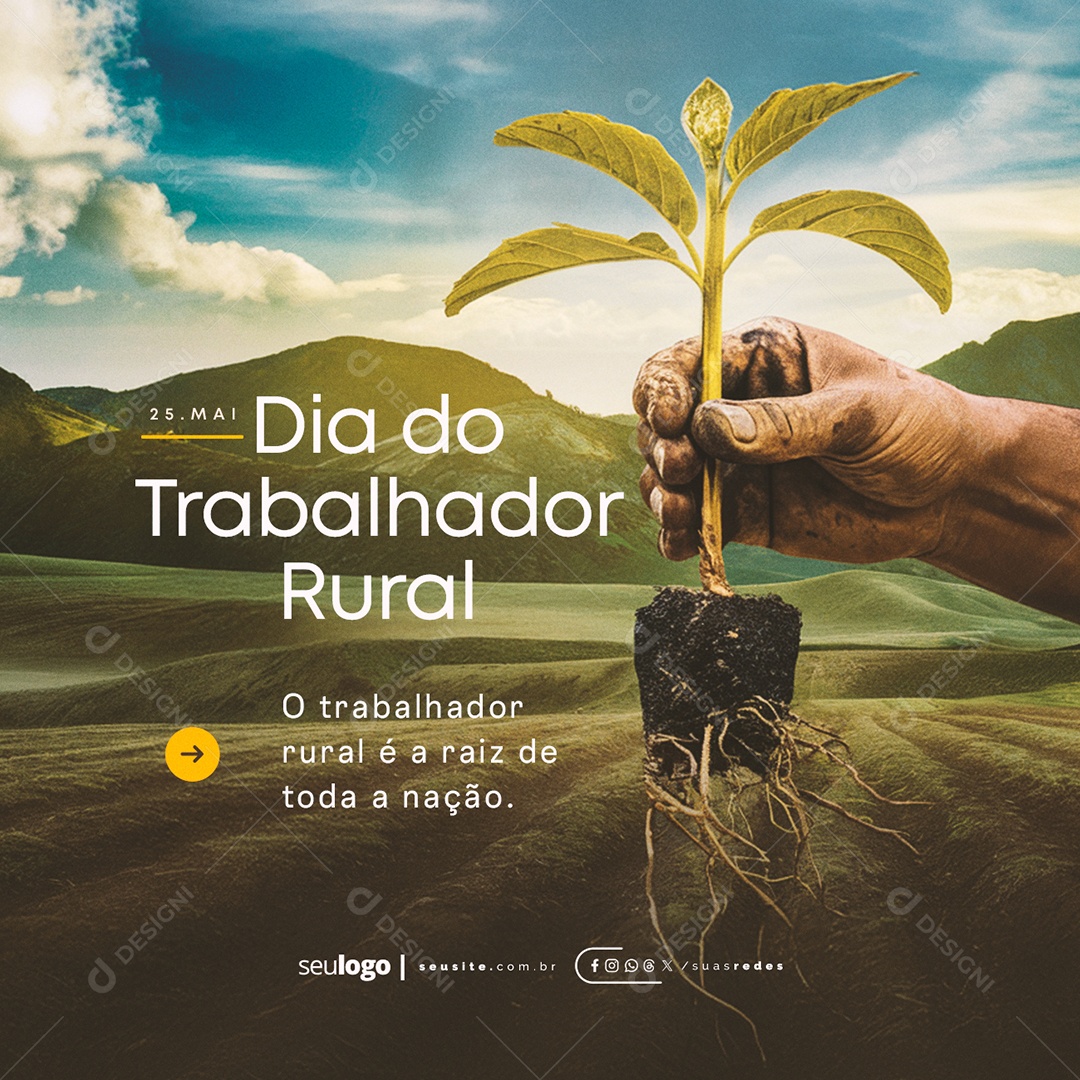 Dia do Trabalhador Rural 25 de Maio Social Media PSD Editável