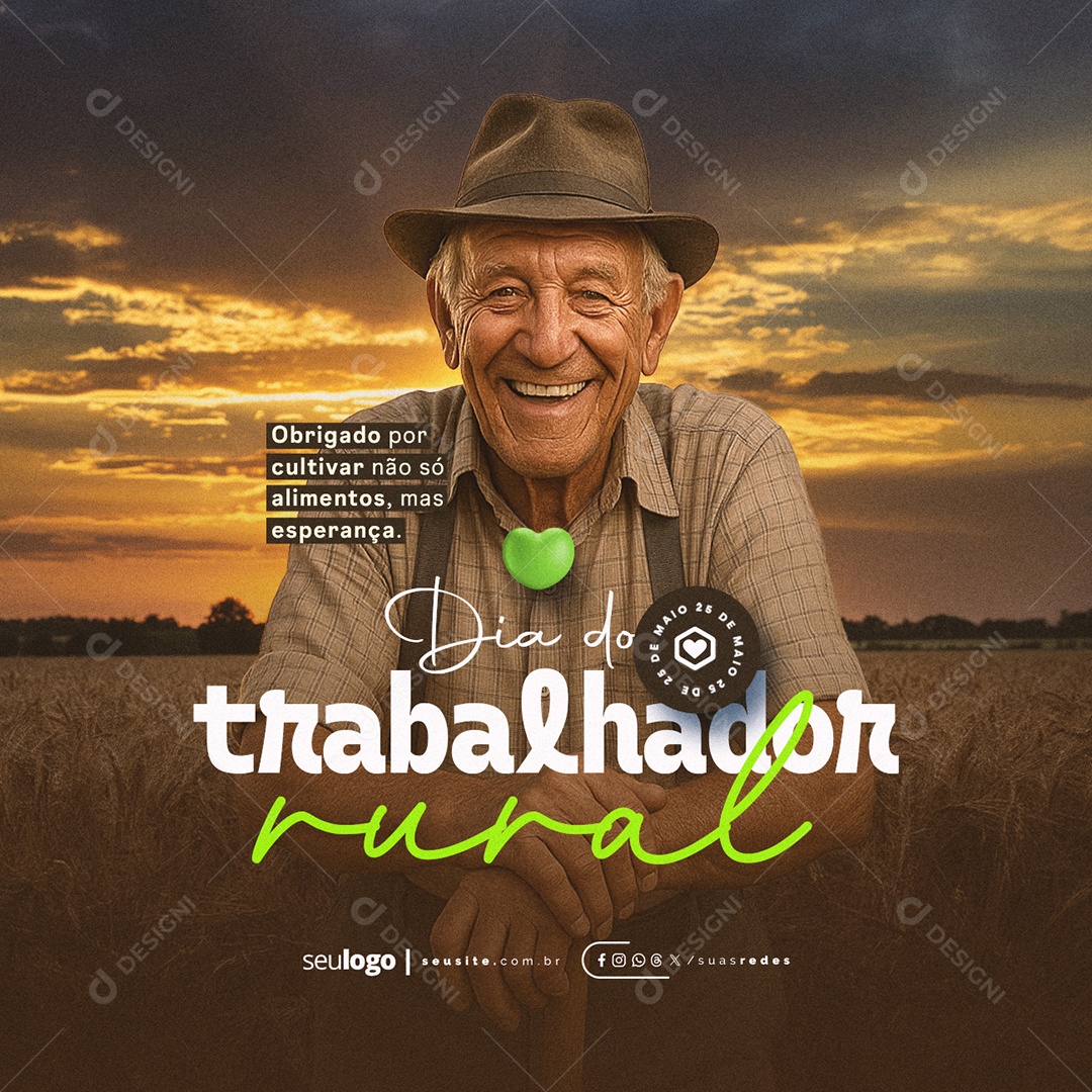 Dia do Trabalhador Rural 25 de Maio Social Media PSD Editável