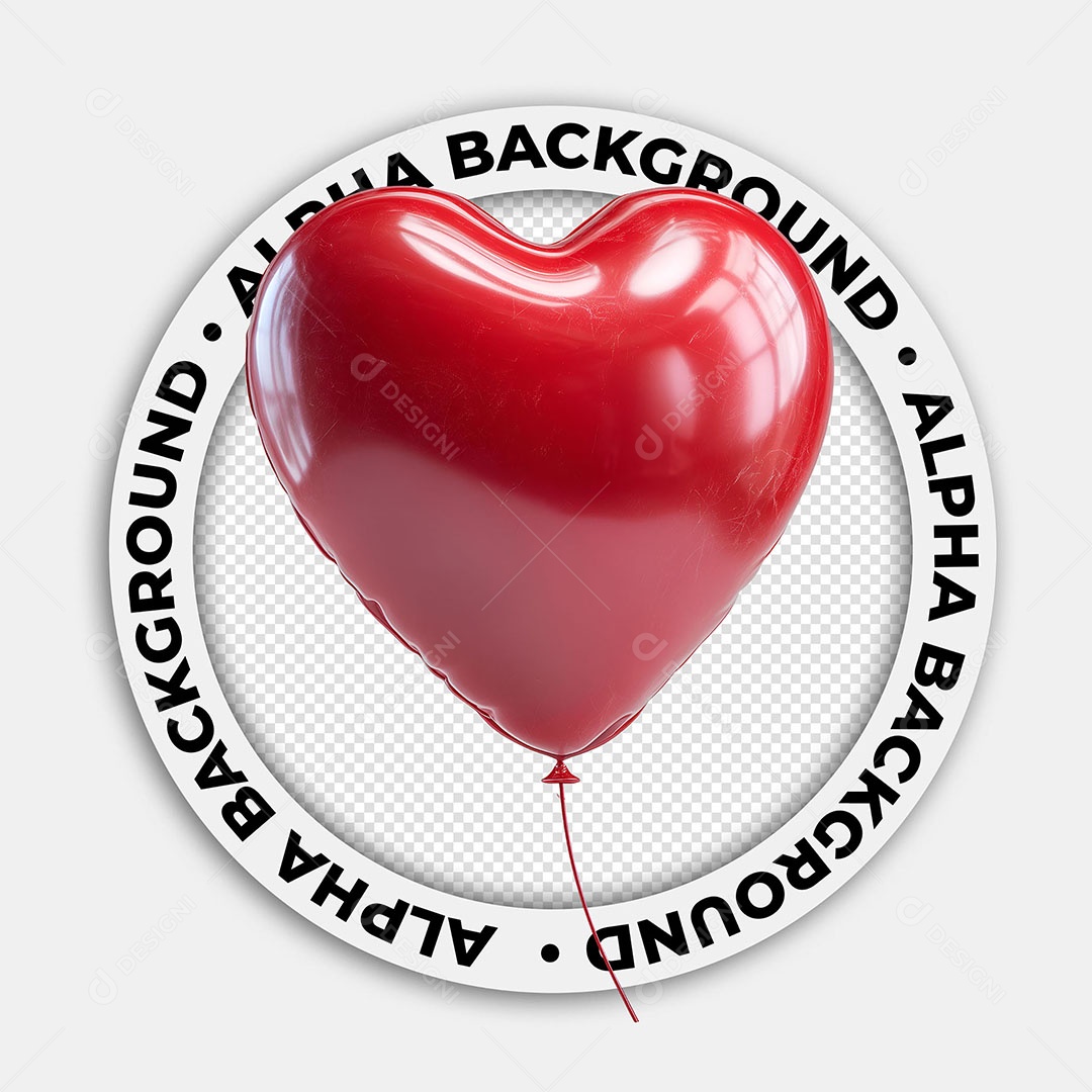 Elemento 3D Balão de Coração Para Composição PSD