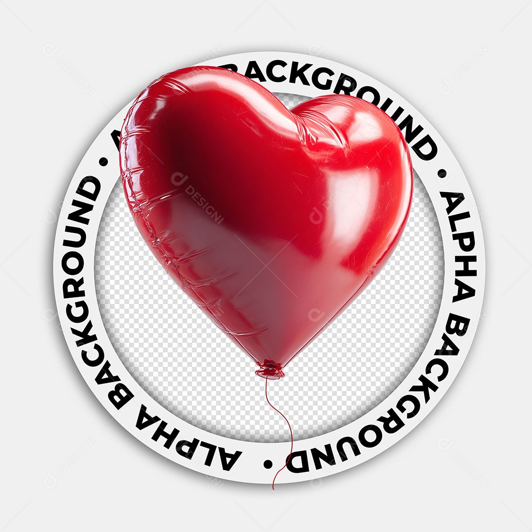 Elemento 3D Balão de Coração Para Composição PSD
