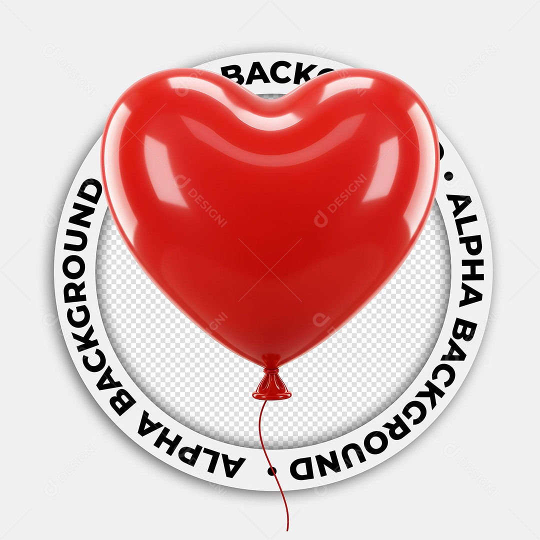 Elemento 3D Balão de Coração Para Composição PSD