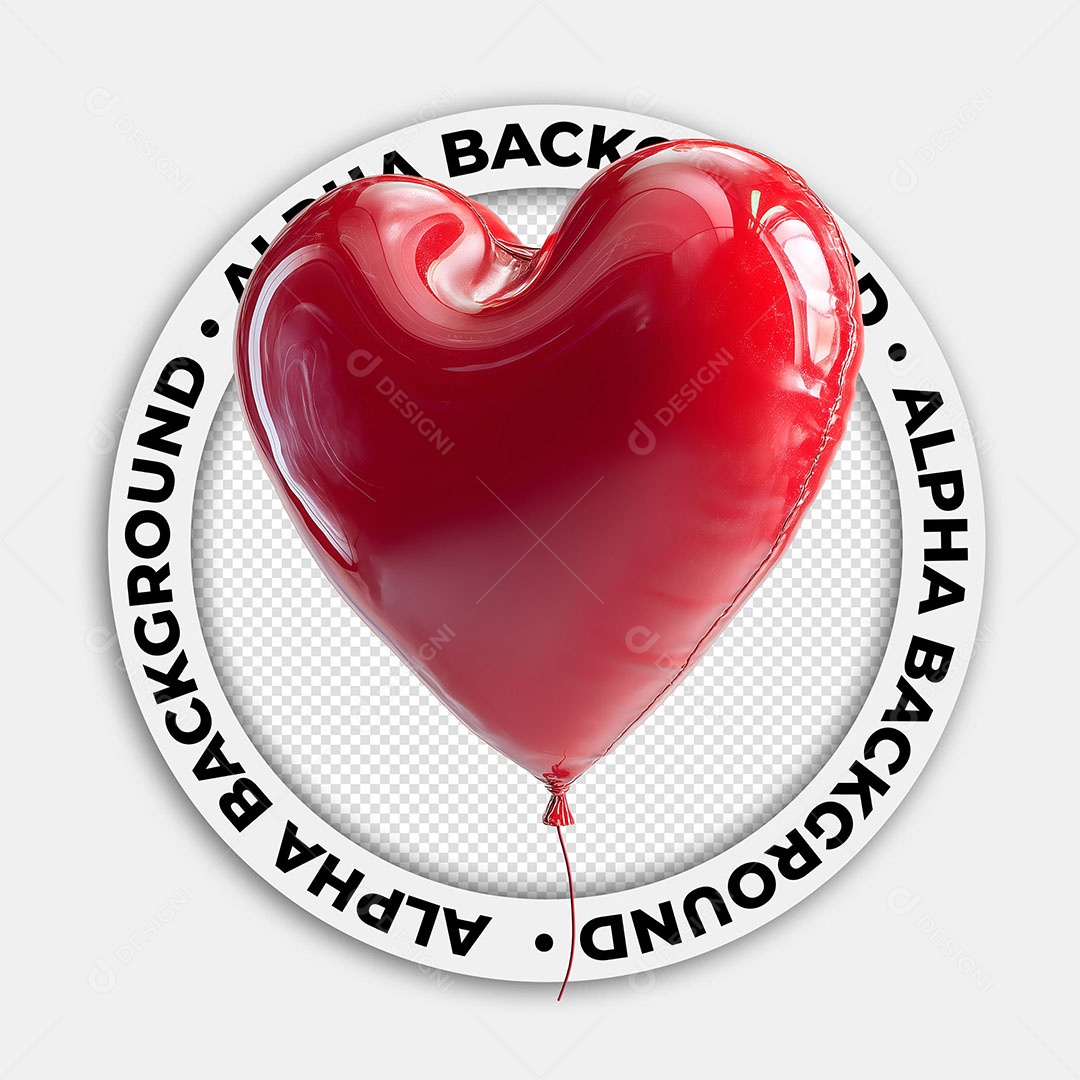 Elemento 3D Balão de Coração Para Composição PSD