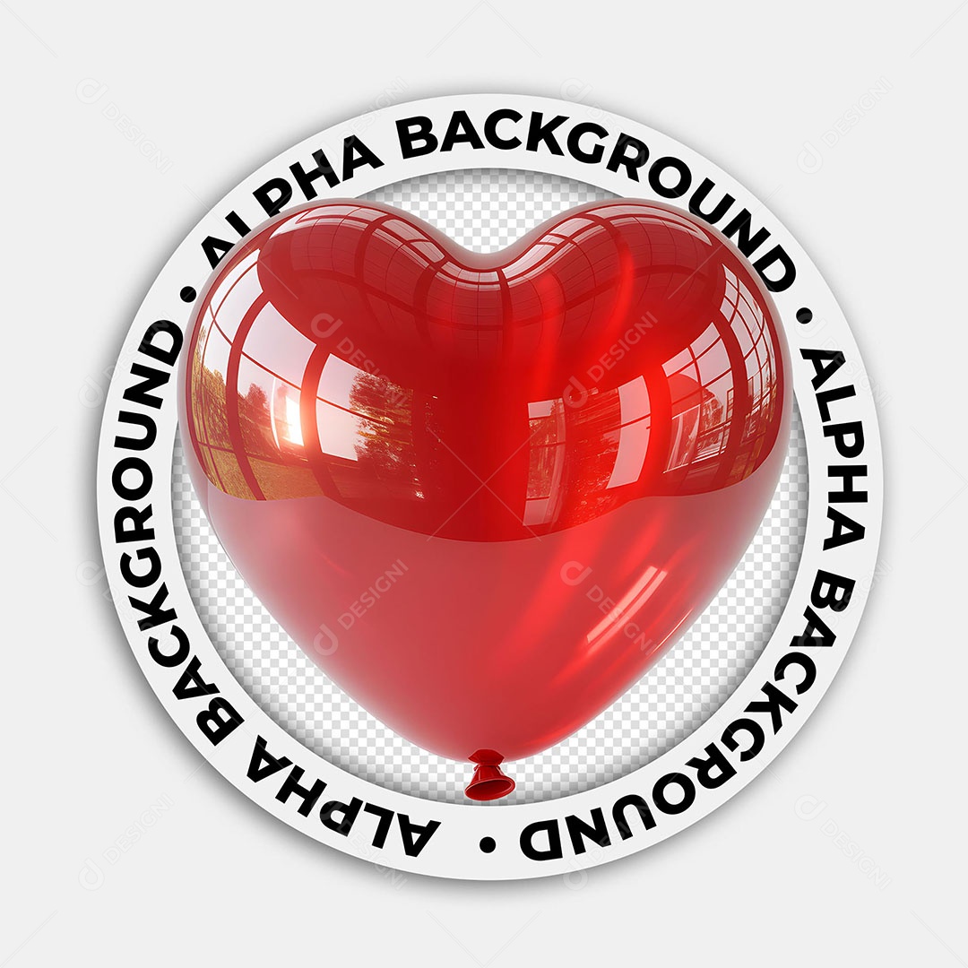 Elemento 3D Balão de Coração Para Composição PSD