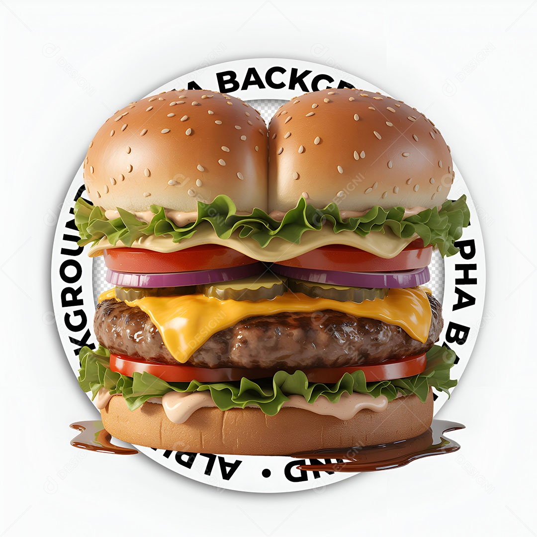 Elemento 3D Hambúrguer Para Composição PSD