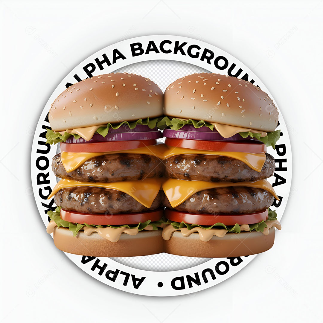Elemento 3D Hambúrguer Para Composição PSD