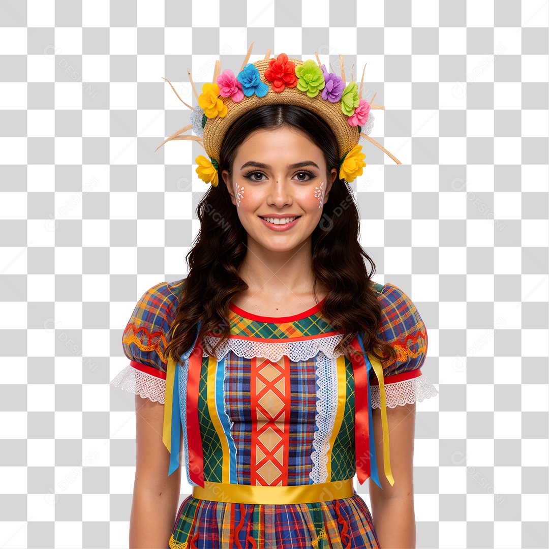 Mulher Vestindo Traje Tradicional Colorido PNG Transparente