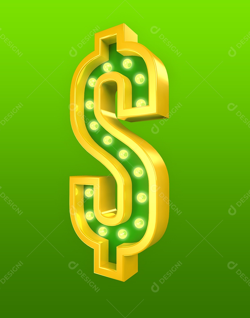 Cifrão Verde Elemento 3D Para Composição PSD