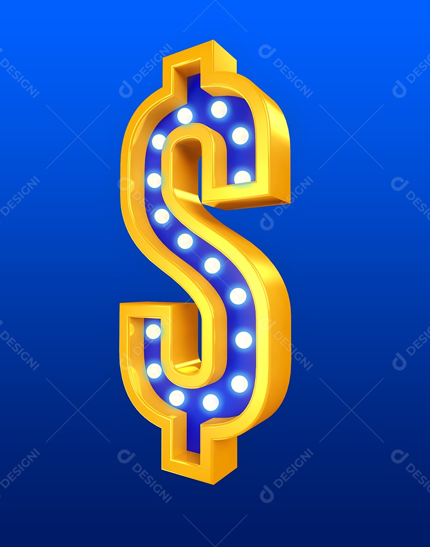 Cifrão Azul Elemento 3D Para Composição PSD