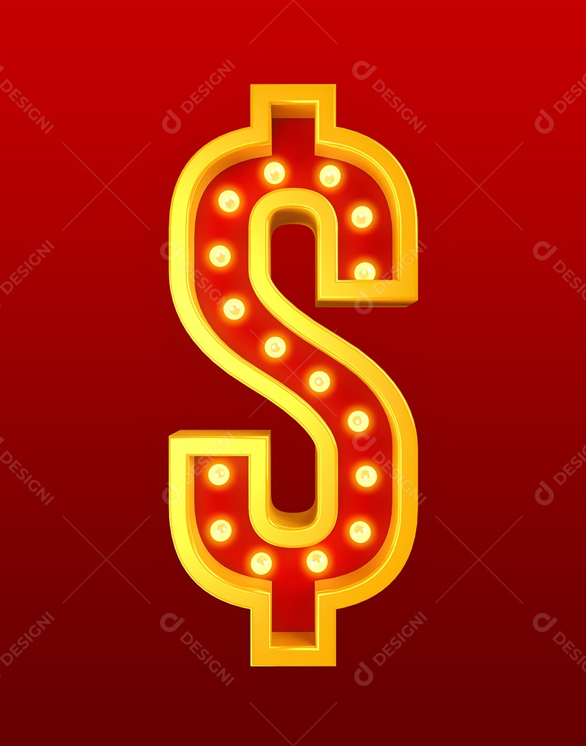 Cifrão Vermelho Elemento 3D Para Composição PSD