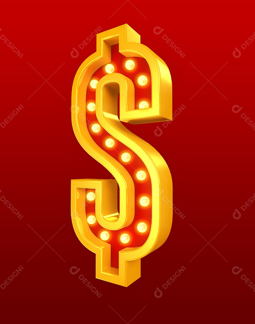 Cifrão Vermelho Elemento 3D Para Composição PSD