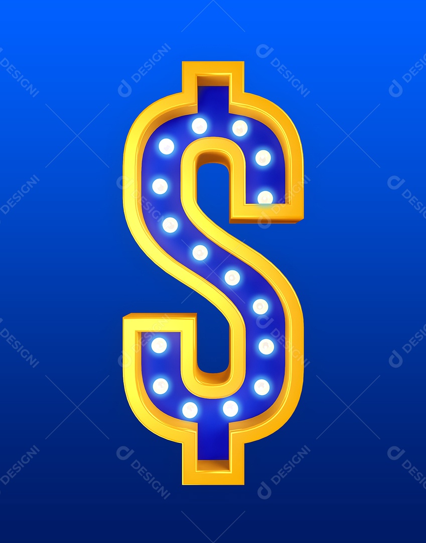 Cifrão Azul Elemento 3D Para Composição PSD