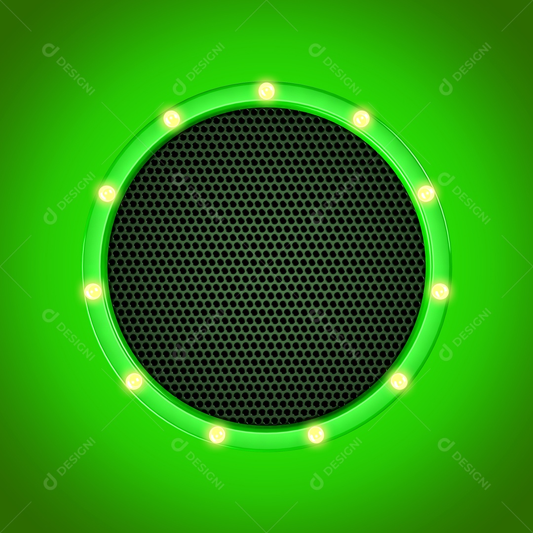 Elemento 3D Painel Verde Com Lâmpada Para Composição PSD