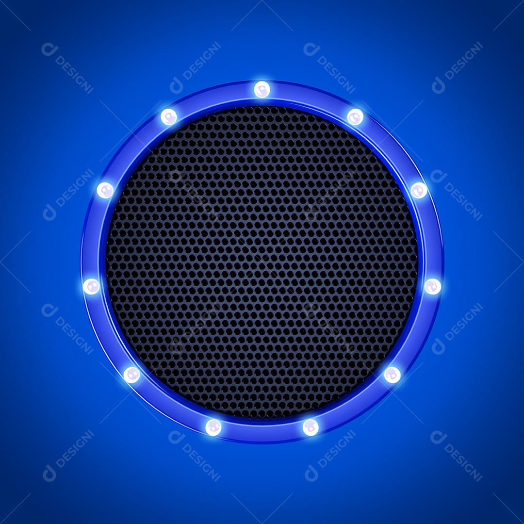 Elemento 3D Painel Azul Com Lâmpada Para Composição PSD