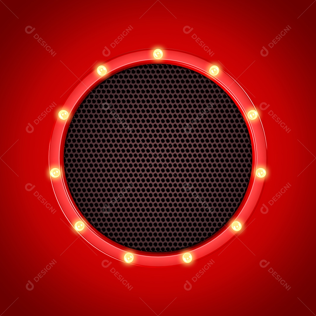 Elemento 3D Painel Vermelho Com Lâmpada Para Composição PSD