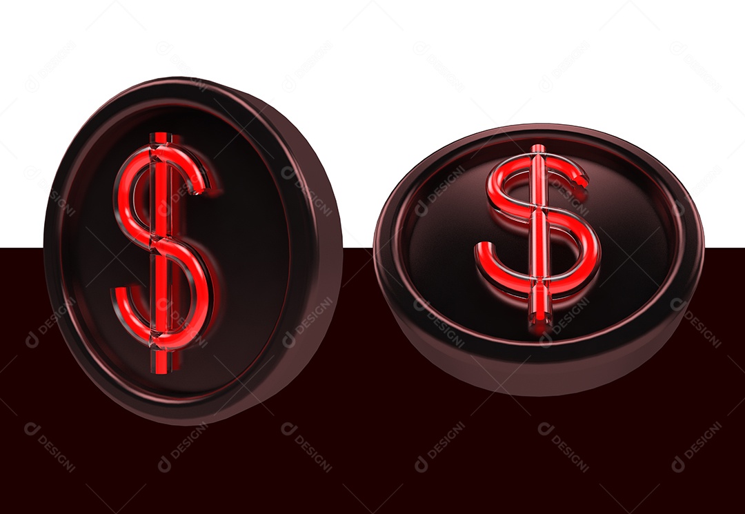 Dois Cifrões Vermelho Elemento 3D Para Composição PSD