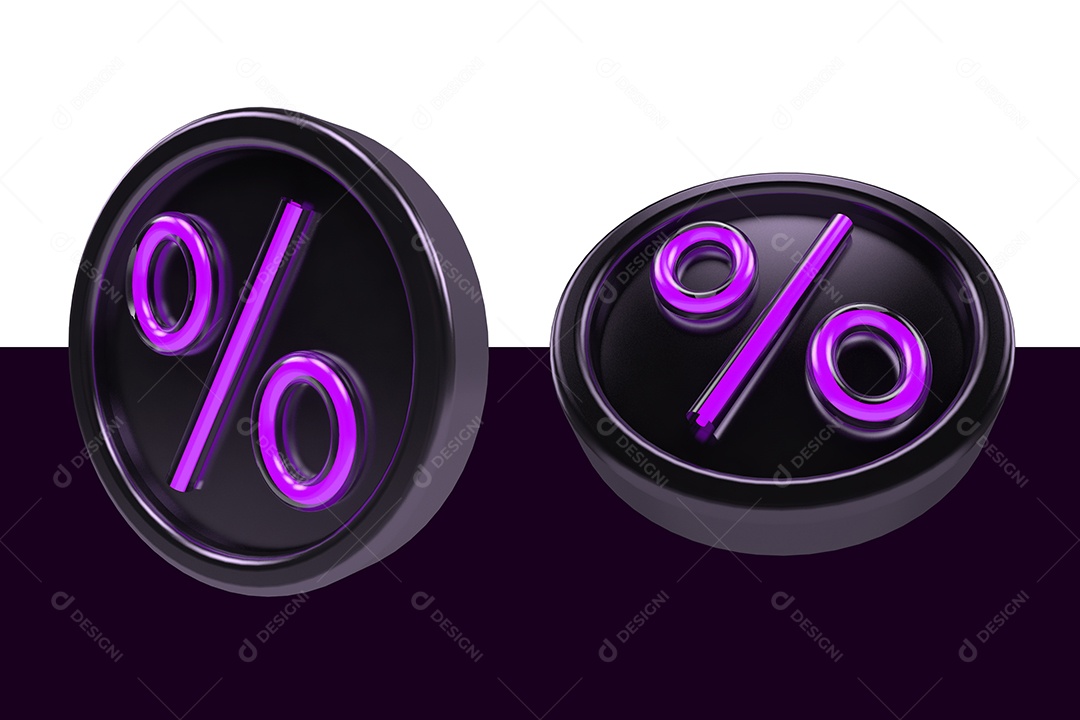 Dois Ícone Porcentagem Roxo Elemento Para Composição PSD