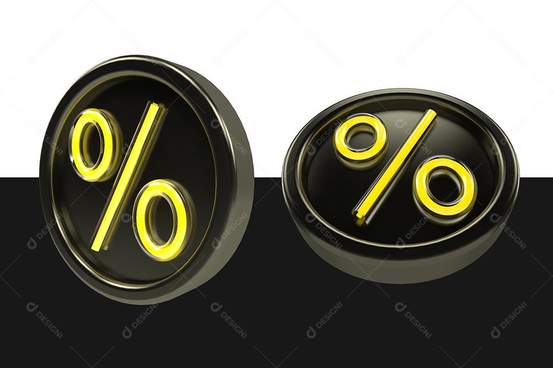 Dois Ícone Porcentagem Amarelo Elemento Para Composição PSD