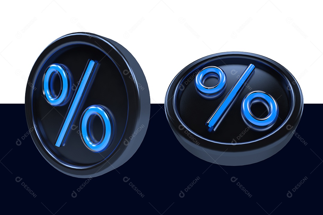Dois Ícone Porcentagem Azul Elemento Para Composição PSD