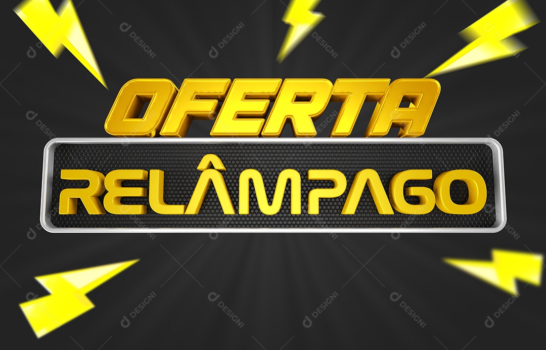 Oferta Relâmpago Selo 3D Para Composição PSD