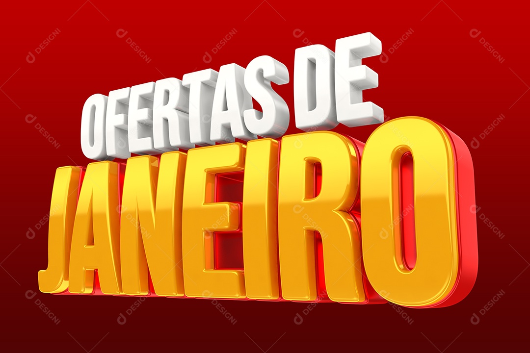 Ofertas de Janeiro Texto 3D Para Composição PSD