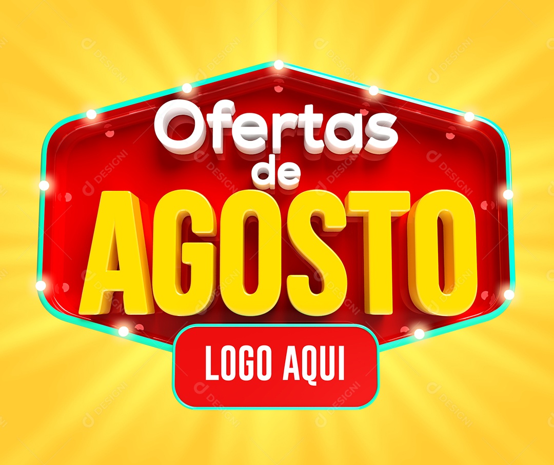 Ofertas de Agosto Selo 3D Para Composição PSD