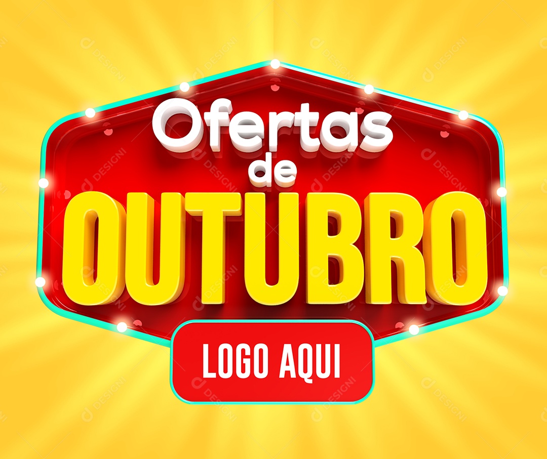 Ofertas de Outubro Selo 3D Para Composição PSD