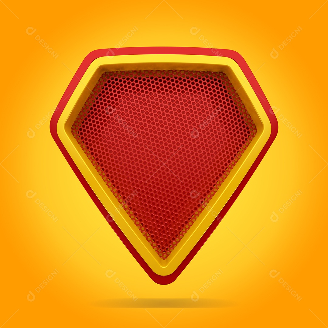Escudo Vermelho Amerelo Elemento 3D Para Composição PSD