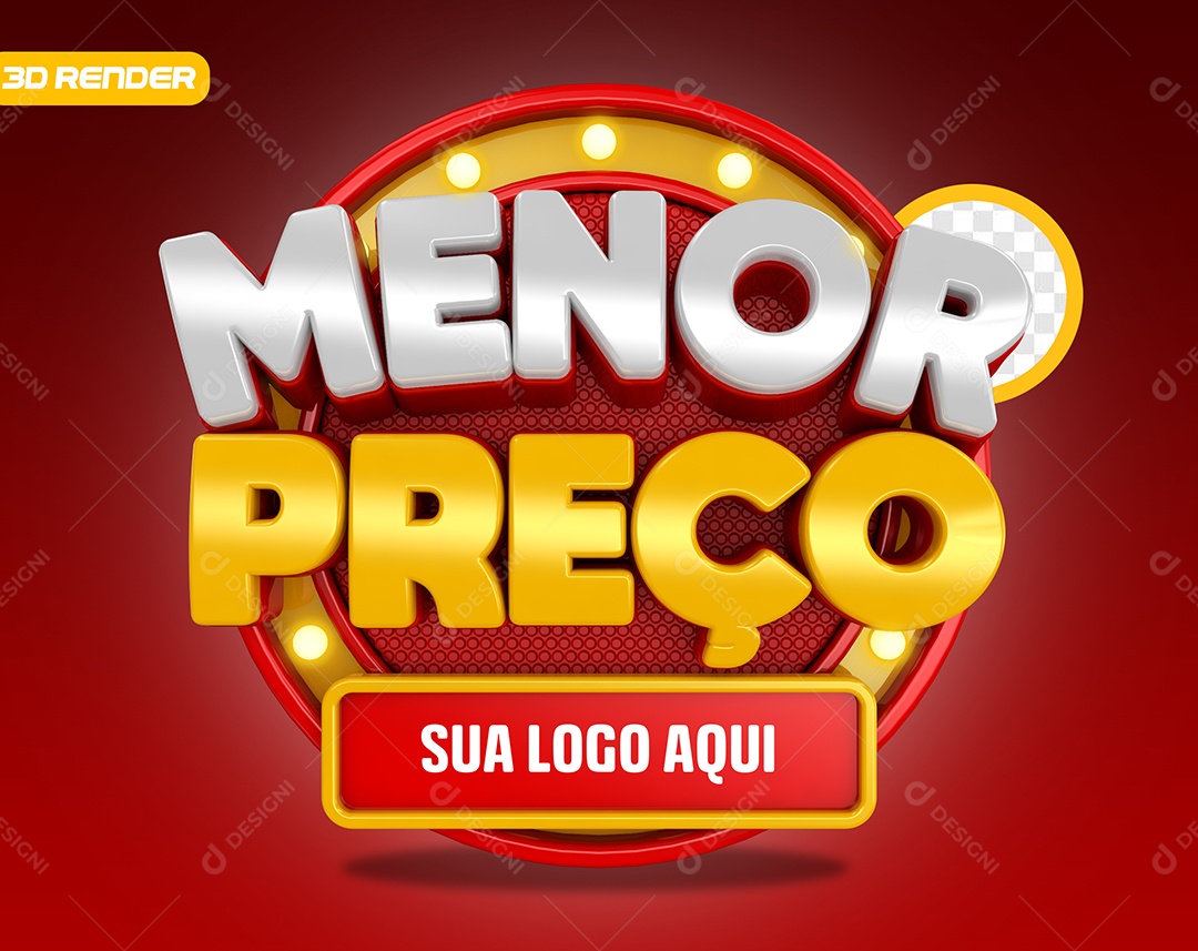 Selo 3D Menor Preço Para Composição PSDSelo 3D Menor Preço Para Composição PSD
