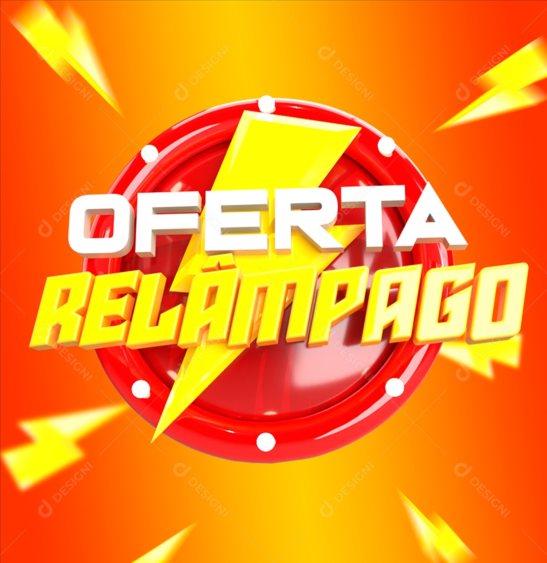 Ofertas Relâmpago Selo 3D Para Composição PSD