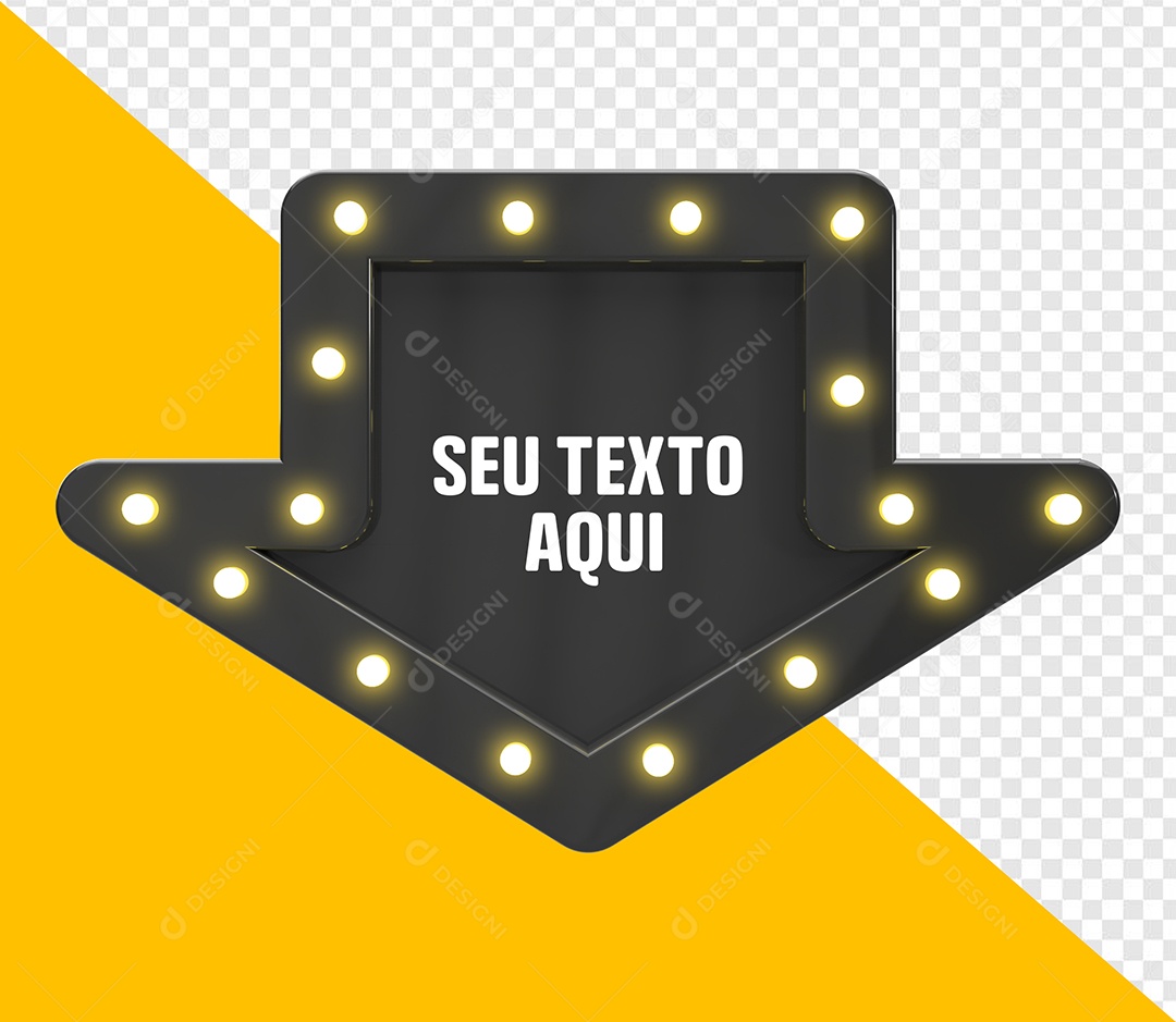 Seta Preta Com Luzes Elemento 3D Para Composição PSD