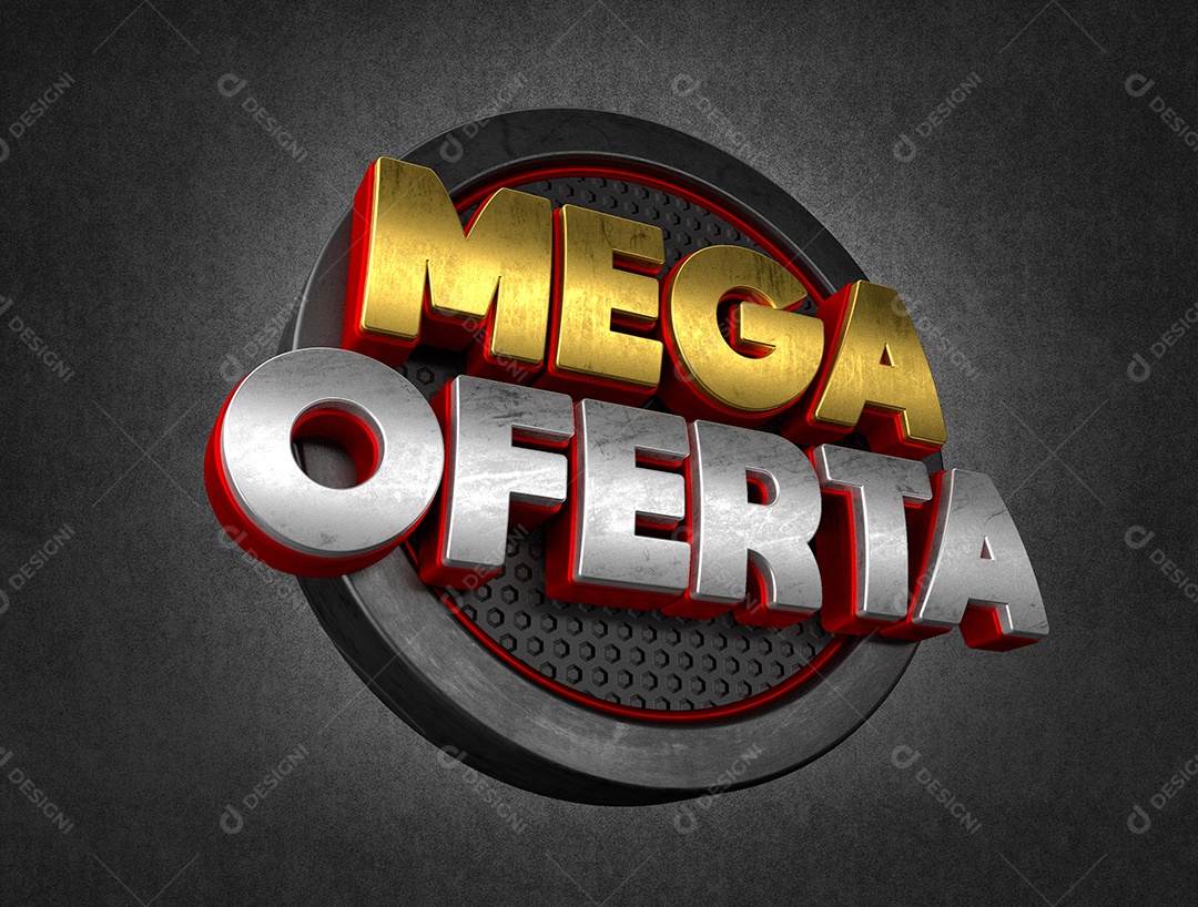 Selo 3D Mega Oferta Para Composição PSD